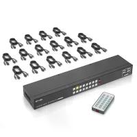 ราคา 16 Port KVM Switch HDMI, MT-VIKI 4K@30Hz Rack Mount KVM HDMI Switch w/IR Remote & 16 HDMI Cables & USB Cables (1729636221207677340)
