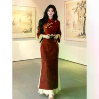 ราคา Vintage Chinese Style New Chinese Red Embroidered Cheongsam Dress for Women 2026 New Model Toasting Dress New Year Bodycon Dress Long Dress (1734300484184605765)