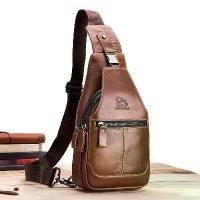 ราคา Men's Large Capacity Leather Chest Bag, Head Layer Cowhide Chest Bag, Retro Casual Style Shoulder Bag (1734200736612386483)