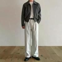 ราคา Retro Casual Pants กางเกงขายาว กางเกงทรงกระบอก มีจีบหน้า สปอตสินค้า (1734254423900915425)