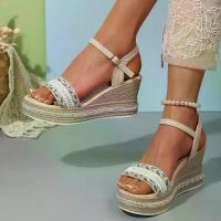 ราคา Wedge Rhinestone Sandals For Women Summer New Fairy Platform Thick Sole Sandals (1733905600968164709)