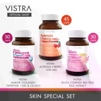 ราคา [Skin Special Set] VISTRA ACEROLA CHERRY 1000MG (45 เม็ด) + VISTRA GLUTA COMPLEX 800 PLUS RICE EXTRACT (30 เม็ด) + VISTRA MARINE COLLAGEN TRIPEPTIDE 1300 & CO-Q10 (30 เม็ด) (1729475610098305748)