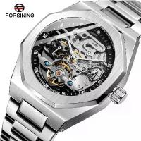ราคา FORSINING Series Watches, Men's Automatic Mechanical Watch, Luminous Three-Eye Six-Hand Day-Date Steel Band Mechanical Watch (1733120741736810089)