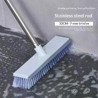 ราคา Bathroom floor scrubber, household floor cleaner brush, long-handled brush, hard-bristled cleaning brush, toilet tile brush, dirt remover, water scraping brush (1733855903094441026)