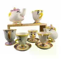 ราคา กาต้มน้ำ Mrs. Potts Beauty and the Beast จานชุบทอง ถ้วยชา Mrs. Potts แก้วของขวัญ Chip (1734007056742385217)