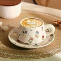 ราคา Chansuay - จานสวย ชุดกาแฟ แก้วกาแฟ แก้วชา ลายดอกไม้ มาพร้อมจานรองเข้าเซต (1733325939573556462)