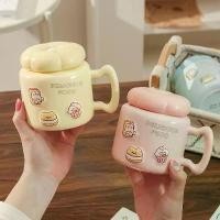 ราคา แก้วเซรามิคการ์ตูนพร้อมฝาปิด แก้วน้ำขนาดใหญ่สำหรับใช้ในบ้าน แก้วน้ำชา แก้วกาแฟ (1733812963577726075)