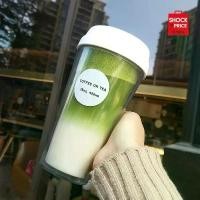 ราคา บล็อกบัสเตอร์ แก้วกาแฟ Tumbler พลาสติกใสหนา 2 ชั้น สไตล์เกาหลี แก้วมัทฉะใส (1733894098119788202)