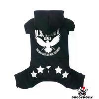 ราคา Pet clothes -Doggydolly เสื้อผ้าแฟชั่น เสื้อผ้าสัตว์เลี้ยง เสื้อผ้าหมาแมว ชุดดกางเกง 4 ขา ผ้านิ่มใส่สบาย มีหมวก สีดำ สกรีนลาย NAVY SEAL W476 (1731755430710576490)