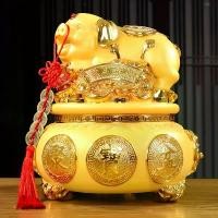 ราคา เครื่องประดับชามเงินหมูทอง เครื่องเก็บเงิน สำหรับจัดแสดงในห้องนั่งเล่น ตู้เก็บไวน์ หรือตู้วางทีวี ของขวัญเปิดกิจการ แฟนซี ตุ๊กตา เรือใบ ไม้ clock กระปุกออมสิน ขนาด ใหญ่ 100 ซม กรงเล็บ (173363659087783