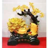 ราคา ผักกาดมงคล ผักกาดขาว ปลา ปลามงคล ปลาหลีฮื้อ ต้นไม้ ต้นไม้มงคล งานเรซิ่นพ่นทรายทอง/สีเขียวหยก ฐานสีไม้ สูง 14 นิ้ว (1734412164034955125)