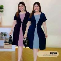 ราคา R1684 เดรสผ้ายืดมูลเวฟทูโทนคอปาด ยาว40 ชุดแต่งงาน (1733948125637543666)