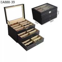 ราคา กล่องใส่แว่นตา 18 ช่อง 3ชั้น กล่องแว่นตา กล่องเก็บแว่นตา ที่ใส่แว่นตา PUหนังสีดำ ชั้นวางแว่นตา กล่องของขวัญ (1734419983026325468)