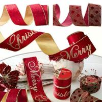 ราคา ริบบิ้นผ้าสักหลาดสุขสันต์วันคริสต์มาส สีแดง 10 หลา สีทองปั๊มโบว์ ริบบิ้น 9.1M (1732926855430571339)