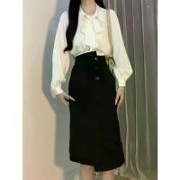 ราคา ชุดเสื้อเชิ้ตแขนยาวสไตล์ฝรั่งเศส โบว์ผูก ชุดทำงาน สีขาว ฤดูใบไม้ผลิ ฤดูใบไม้ร่วง เสื้อเชิ้ตปกขาว โบว์ผูก ริบบิ้น (1733824405570488223)