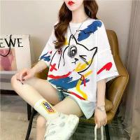 ราคา เสื้อยืดแขนสั้นผู้หญิง ไซส์ใหญ่ การ์ตูนกราฟฟิตี้ สไตล์ฤดูร้อน หลวม สไตล์เกาหลี เสื้อลำลอง เหมาะสำหรับนักเรียน มาใหม่ ประเทศไทย mardi mercredi สติช essentials เสื้อ เสื้อกันหนาวคนอ้วนอก60ไซส์ใหญ่ (1731