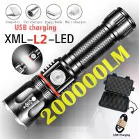 ราคา ไฟฉายกันน้ำอเนกประสงค์ดั้งเดิม ไฟฉายกลางแจ้งทางไกล แสงจ้า ไฟฉาย LED XM- L L2 การชาร์จ USB สำหรับโทรศัพท์มือถือ (1729680051403983048)