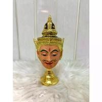 ราคา หัวโขน เศียรครู ขุนแผน ขนาดบูชา กว้าง 5 นิ้ว สูงรวมฐาน 7 นิ้ว เรซิ่น ปิดทองเค พร้อมฐานปิดทอง ของตกแต่งบ้าน khon mask (1733788082197071746)