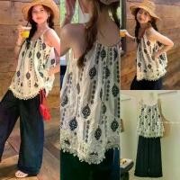 ราคา 6856 เซ็ท 2 ชิ้น เสื้อสายเดี่ยวเชือก+กางเกงเอวสม็อค แฟชั่นเกาหลี TAG KOREA (1733973254908249993)