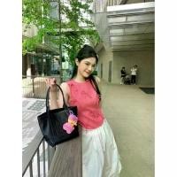 ราคา French Korea ชุดSet เสื้อทวิตแขนกุดแต่งโบว์สีชมพู+กางเกงขายาวสีขาว ใส่สวยหวาน เท่ Aurora (1734137401126323959)