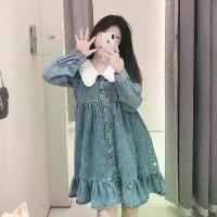 ราคา [พร้อมส่ง] NT06 มินิเดรสยีนส์แขนยาวติดกระดุมเรียงหน้าคอปกขาว ชายระบายเล็กๆ สไตล์ Korea ชุดเดรสสั้น (1733753264266512232)