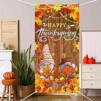 ราคา 2D Door Banner, Large 70.8"x35.4" Happy Thanksgiving Door Banner with Gnome & Turkey Cutouts - Durable Indoor/Outdoor Decoration for Fall Parties, Weddings, Birthdays - Autumn Ha (1733056532473480691)