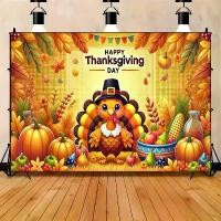 ราคา 2D Flat, 2D Flat Banner, 1pc Happy Thanksgiving Turkey Polyester Flag, 8x6 Feet Multicolor Holiday Party Decoration, Indoor and Outdoor Use, Suitable for Home, Yard, Studio Background, 2D Flat (173308
