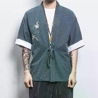 ราคา เครื่องแต่งกาย Tang จีน ปรับปรุง Hanfu ผู้ชาย ฤดูร้อน ปักนกกระเรียน เสื้อเชิ้ตแขน 3/4 เสื้อคลุมคาร์ดิแกนผู้ชาย เสื้อกันแดด (1730085645450709792)