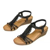 ราคา Plus Size New Wedge Sandals Flat Rhinestone Sandals Summer Bohemian Comfortable Women's Shoes (1733827637239514469)