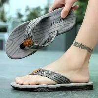 ราคา Men's Flip Flops Casual Beach Shoes Large Size Men Sandals Summer Leisure anti slip Leisure anti slip (1733450639181252446)