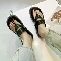ราคา Korean Platform Flip Flops For Women Chunky Sole Thong Sandals Comfort Slip On Shoes Black (1734161568049497245)