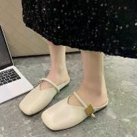 ราคา Flat Closed-Toe Mules for Women Summer 2025 New French Style Lazy Mules Slip-On Sandals Single Shoes (1733201623774365480)