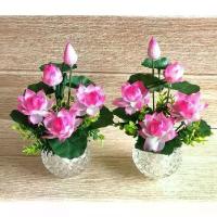 ราคา [พร้อมส่ง] 1 คู่, 2 แจกัน, ดอกบัว, แจกันดอกบัว, แจกันดอกบัวสำหรับบูชาพระพุทธเจ้า, สีชมพู, แจกันดอกบัวคู่ แจกันดอกบัวปลอม แจกันดอกไม้ประดิษฐ์, สูง 9 นิ้ว, ดอกบัวประดิษฐ์ (1733200243457820000)