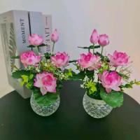 ราคา แจกัน ดอกบัวมินิเบญจพร เซ็ต1คู่ แจกันแก้ว ความสูง22ซม (1731764469568736200)