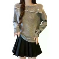 ราคา Plus Size French Collar Knit Top Women Long Sleeve Lace Trim Warm High Waist Straight Cut Autumn Winter Fashionable (1733450152059503653)