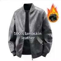 ราคา Sheepskin Genuine Leather Men's Leather Jacket Jacket New Casual Baseball Spring Autumn Stand Collar Motorcycle Men's Loose Leather Jacket (1733986292102300680)