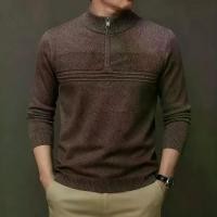 ราคา High-End Stand Collar Fashion Casual Men's Half Turtleneck Sweater Autumn Winter Trendy Casual Zipper Warm Knitwear Jacket (1733986429956555784)