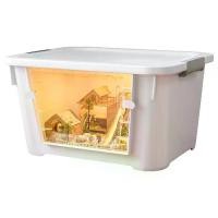 ราคา กล่องโปร่งใสสำหรับเลี้ยงสัตว์พร้อมล้อ สำหรับสัตว์เลี้ยง หนูแฮมสเตอร์ หนูตะเภา แมวจรจัด สุนัข กล่องเก็บของในหอพักนักศึกษา (1733823820618237164)