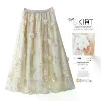 ราคา 50% OFF Mesh Embroidered Midi Skirt Gentle Temperament Mid-Length Skirt Three-Dimensional Flower Heavy Craft Mesh Skirt Fresh Fairy Skirt (1733426865160619451)