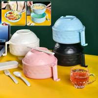 ราคา Microwave Ramen Bowl Cooker Set Wheat Straw Instant Noodles Bowl Handles,Ramen Noodle Cooker with Spoon Chopsticks Fork Camping (1733738974960387638)