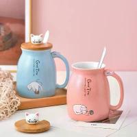 ราคา Cute Cartoon Cat Ceramic Cup with Lid and Spoon, Large Capacity Mug for Home Use, Coffee Cup, Breakfast Milk Cup, Water Cup เก็บเย็นนาน ขวดสุญญากาศ แก้ว ขวด ตัด ชา เเก้ว bottles (1733637621492253946)