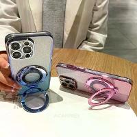 ราคา MiiVee-A 16 15 25 35 55 54 Glitter Plating Holder Silicone Case For Samsung Galaxy A16 A15 A25 A35 A55 A14 A24 A34 A54 5g Stand Cover (1734312522048636460)