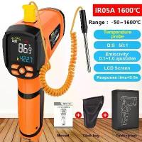 ราคา เครื่องวัดอุณหภูมิอินฟราเรดแบบดิจิตอล, 1600 ° C, เครื่องวัดอุณหภูมิแบบไม่สัมผัส, เครื่องวัดอุณหภูมิ IR05A, เลเซอร์คู่, พร้อมหัววัดของเหลวชนิด K (1732831779454027206)