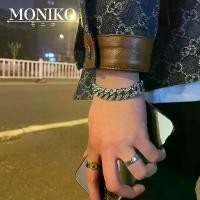 ราคา Discount MONIKO กําไลข้อมือผู้ชาย สร้อยข้อมือคิวบา สร้อยข้อมือเพชรชุบเงิน สไตล์สตรีท (1732635863734388697)