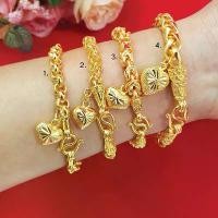 ราคา Discount สร้อยข้อมือทองห้อยจี้หัวใจ ลายมีนา, สี่เสาโปร่ง, ห่วงกลม หนัก 1,2,3บาท ยาว 7นิ้ว หุ้มเศษทองแท้เยาวราช ทองชุบ ไม่ลอกไม่ดำ (1732673170880890361)