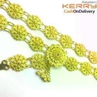 ราคา Discount March jewelry เครืองประดับโบราณเข็มขัดดอกไม้อีสานชุดล้านนาไทหัวเข็มขัด สีทอง (1733444528140290023)