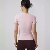 ราคา Sports Short Sleeve Women's Quick-Dry Slim Fit Yoga Top Pilates Fitness Tight Short Sleeve (1734031608424138470)