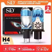 ราคา ไฟหน้ารถยนต์ S&D H4 Dualvision Projector Lens Bi LED หลอดไฟรถยนต์ 300000LM 110W 6500K CSP LED CANBUS ไฟหน้ามอเตอร์ไซค์ 9-32V [COD] (1733545447102973944)