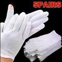 ราคา 5 คู่ถุงมือทำงานผ้าฝ้ายสีขาวการจัดการมือแห้ง ถุงมือฟิล์ม SPA ถุงมือพิธีการยืดสูง เครื่องมือทำความสะอาดในบ้าน (1733909646824998114)