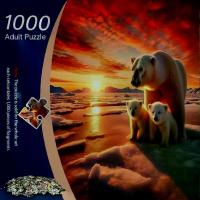 ราคา Smart Watch Warm Polar Bear Mom Silhouette Red Polar Sunset Ice Field 1000 Piece Puzzle Outlining Golden Sunshine and Snow Mountains Warm Healing Home Decoration Parent-Child Int (1734086912218727995)